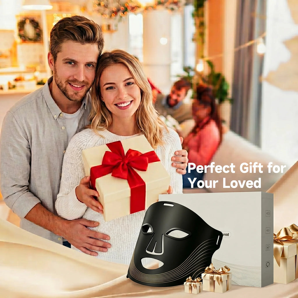 Red Light Therapy for Face, 4 Modes Led Face Mask Light Therapy with Remote, Portable Light Therapy Mask for Skin Care at Home, Travel (Black)