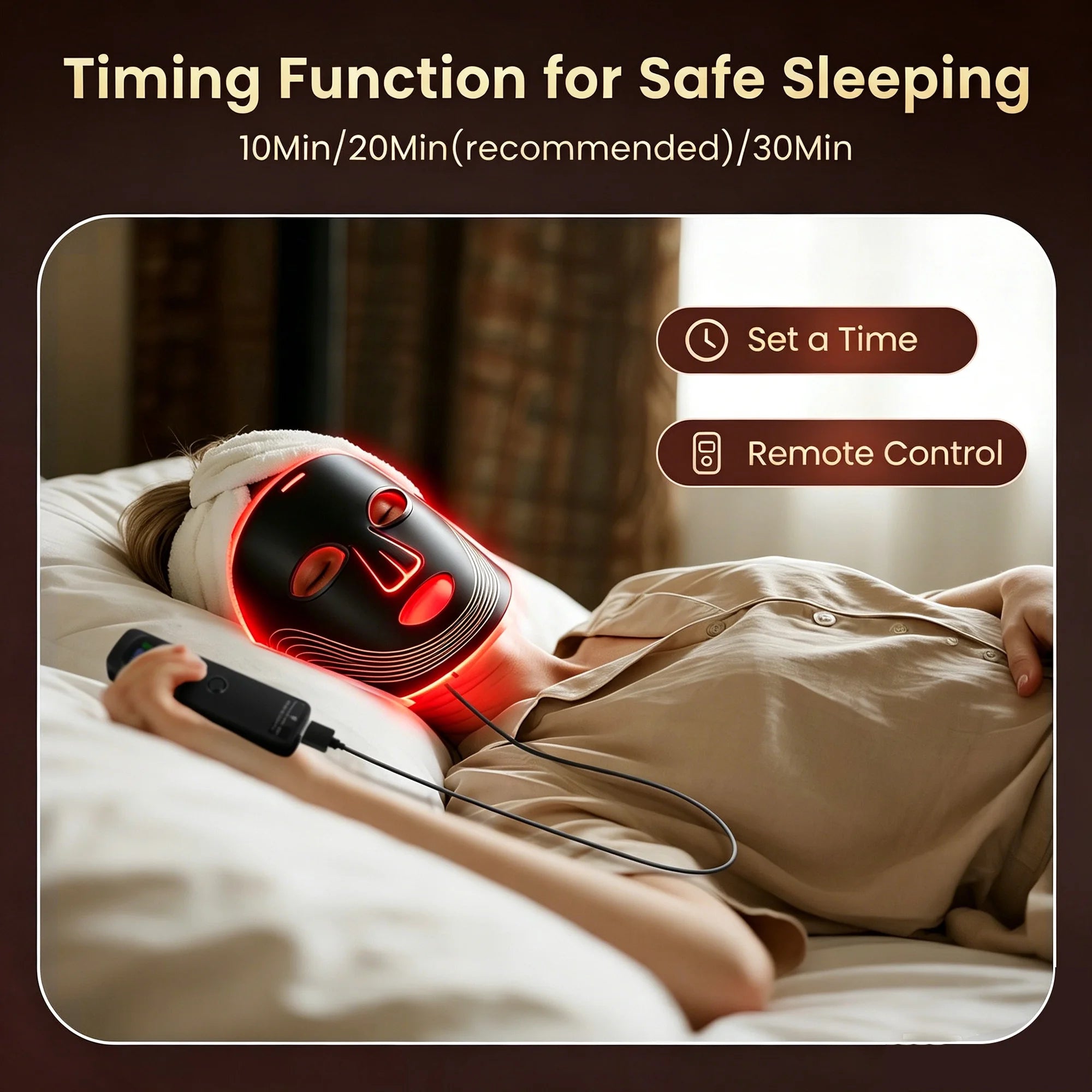 Red Light Therapy for Face, 4 Modes Led Face Mask Light Therapy with Remote, Portable Light Therapy Mask for Skin Care at Home, Travel (Black)