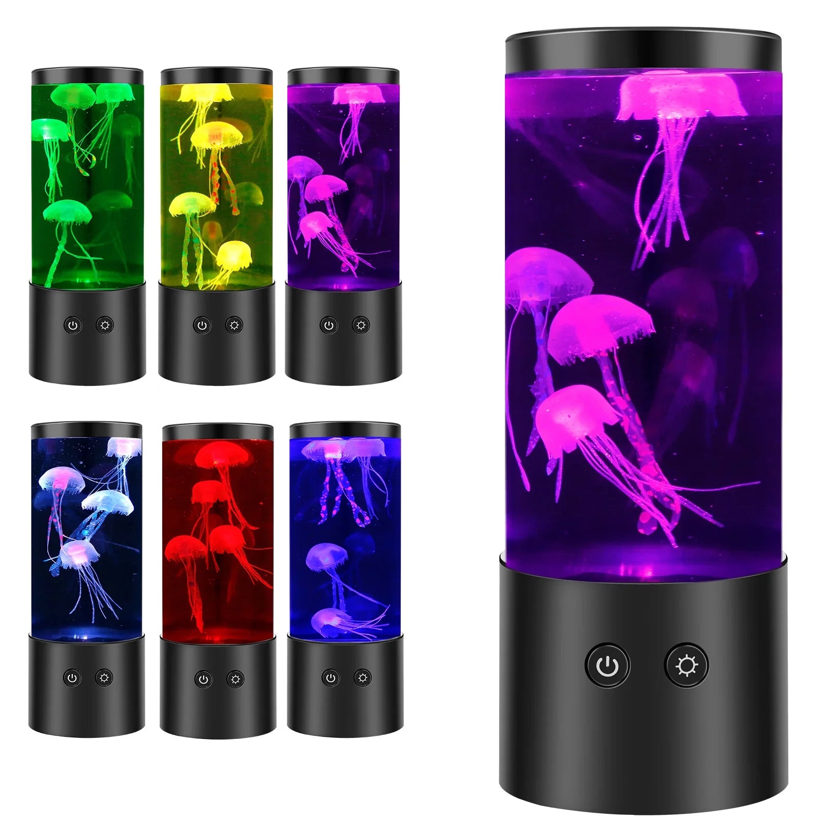 LED Jellyfish Lamp with 7 Colors Changing Usb/Battery Operated Jellyfish Night Light Fantasy Jellyfish Aquarium Lamp for Home Office Bedroom Living Room