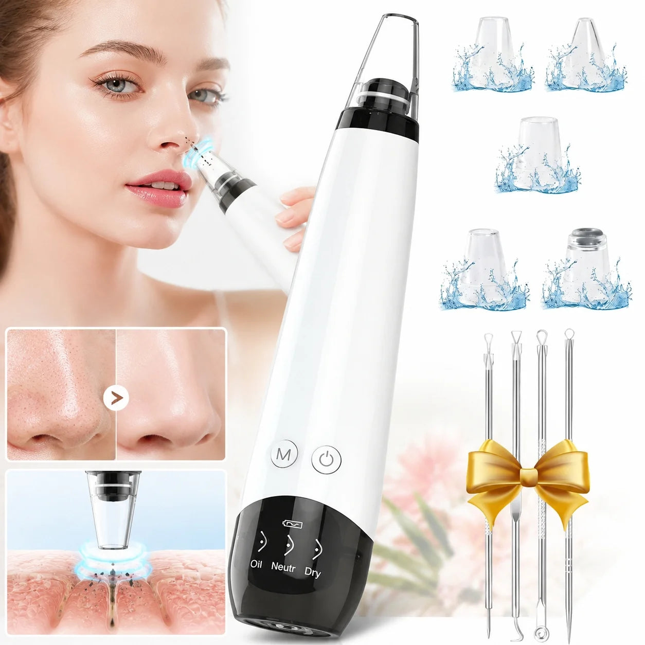 Upgraded Version Blackhead Remover Pore Vacuum Cleaner Pimple Extractor - Facial Pore Cleaner Pore Extractor, USB Rechargeable Blackhead Remover Vacuum with 5 Probes