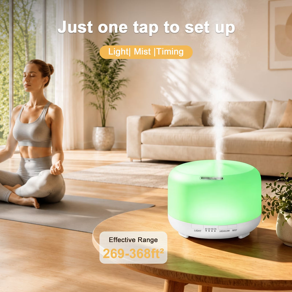 500Ml Essential Oil Diffuser with 6*10Ml Essential Oils Set, Flower Aromatherapy Diffusers with Remote Control, Oil Air Humidifier Vaporizer for Large Room Bedroom Office